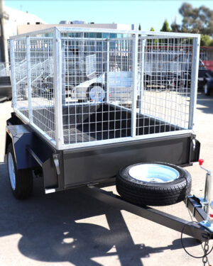 6×4 Single Axle Commercial Heavy Duty Box Trailer with 3ft (900mm) Cage For Sale in Melbourne