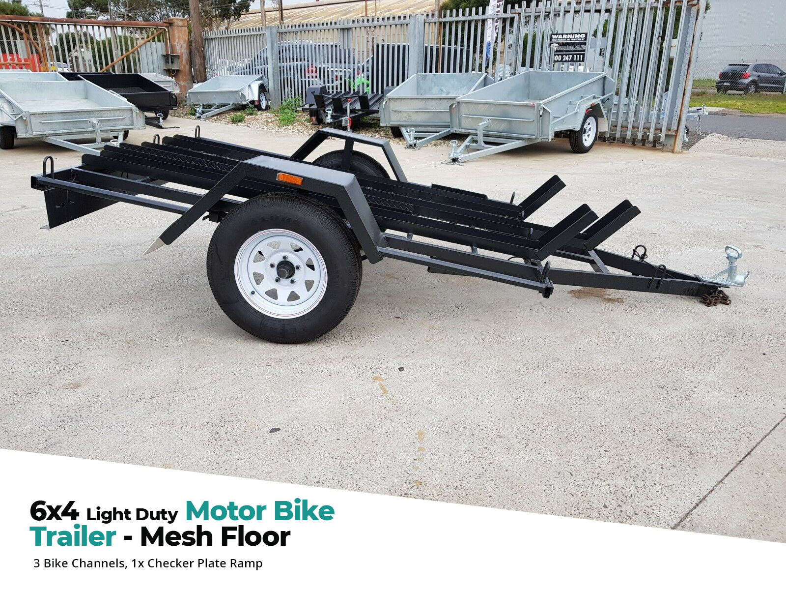 6x4 Light Duty Motor Motor Bike Trailer for Sale with Mesh Floor Melbourne