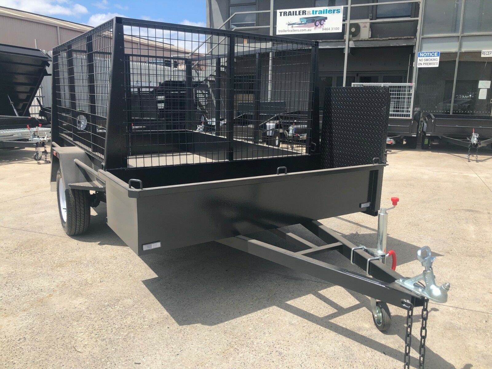 7x5 Single Axle Landscape Gardening Trailer Checker Plate Floor 3FT High Cage Trailer Trailers