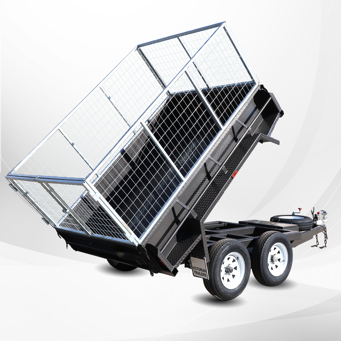 8x5 Tandem Axle Hydraulic Tipper Trailer With 2ft Galvanised Cage 9574