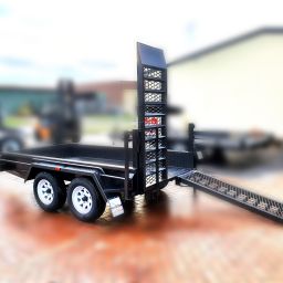 Full Checker Plate - 8x5 Tandem Axle Heavy Duty Plant Trailer with Single Drop Down Ramp for Sale in Victoria