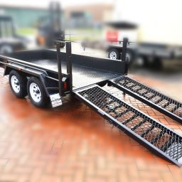 Tie - Down Rails - 8x5 Tandem Axle Heavy Duty Plant Trailer with Single Drop Down Ramp for Sale in Victoria
