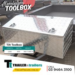 Tilt Box – UTE / Trailers Storage Aluminium Toolbox For Sale – 1200mm x 600mm x 360mm (Front) 460mm (Rear) in Melbourne Victoria